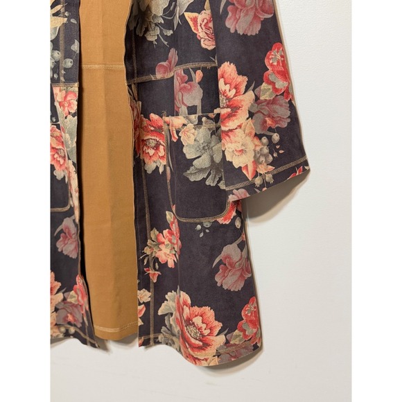 Anthropologie Solitaire Vegan Suede Floral Long Jacket Womens Size M Cottagecore - Picture 5 of 6
